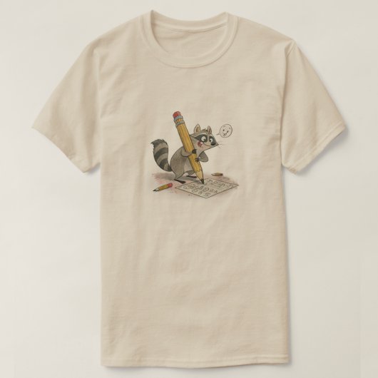 Met de hand getekende wasbeer t-shirt (Design voorkant)
