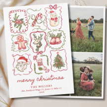 Met de Hand Getekende Waterverf Doodle Kerst 3 Fot
