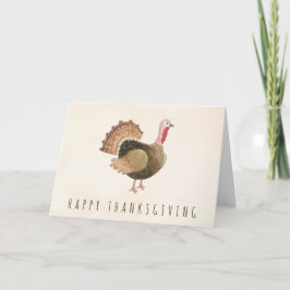 Met de hand getekende waterverf kalkoen thanksgivi kaart
