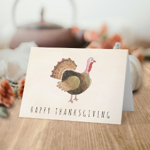 Met de hand getekende waterverf kalkoen thanksgivi kaart