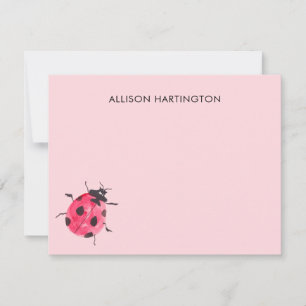 Met de Hand Getekende Waterverf Lieveheersbeestje  Notitiekaartje