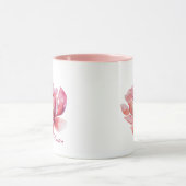 Met de hand getekende waterverf roze bloem mok (Midden)