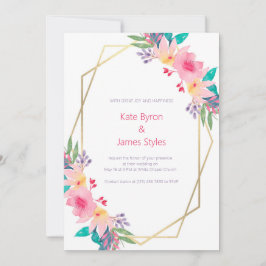 Met de hand getekende waterverf wilde bloemen trou kaart