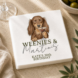 Met de hand getekende Weenies en Martinis Dachshun Servet