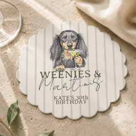 Met de hand getekende Weenies en Martinis Das Kartonnen Onderzetters