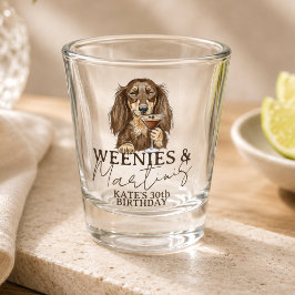 Met de hand getekende Weenies en Martinis Daschund Shot Glas