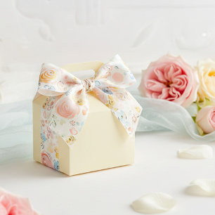 Met de Hand Getekende Whimsical Bloemen Pastel Ele Satijnen Lint