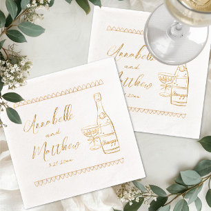 Met de Hand Getekende Whimsical Bruiloft Folie Servetten