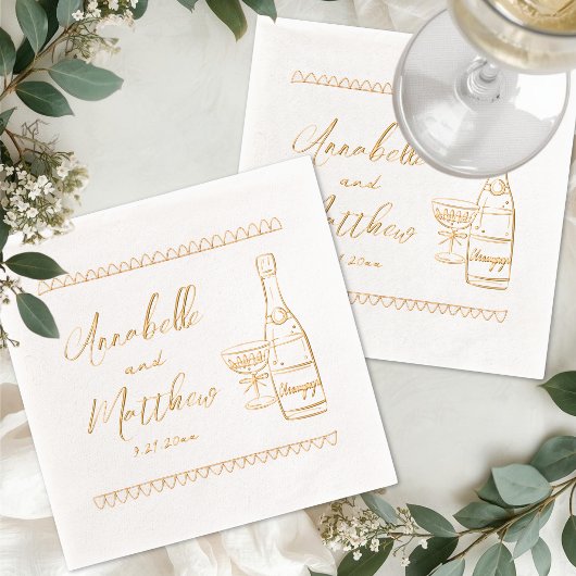 Met de Hand Getekende Whimsical Bruiloft Folie Servetten