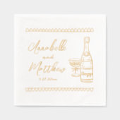 Met de Hand Getekende Whimsical Bruiloft Folie Servetten (Voorkant)