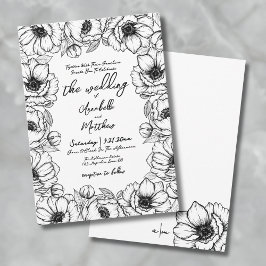 Met de Hand Getekende Whimsical Bruiloft Kaart