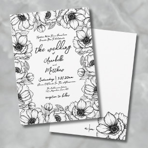 Met de Hand Getekende Whimsical Bruiloft Kaart