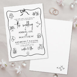 Met de Hand Getekende Whimsical Bruiloft Kaart