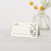 Met de Hand Getekende Whimsical Bruiloft Plaatskaartje (Voorkant)