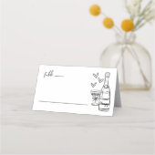 Met de Hand Getekende Whimsical Bruiloft Plaatskaartje (Voorkant)