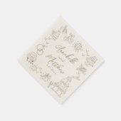Met de Hand Getekende Whimsical Bruiloft Servet (Hoek)
