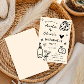 Met de Hand Getekende Whimsical Champagne Disco Ve Kaart