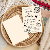 Met de Hand Getekende Whimsical Champagne Disco Ve Kaart