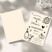 Met de Hand Getekende Whimsical Champagne Disco Ve Kaart