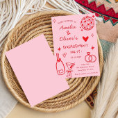 Met de Hand Getekende Whimsical Champagne Disco Ve Kaart