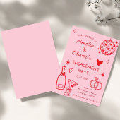 Met de Hand Getekende Whimsical Champagne Disco Ve Kaart