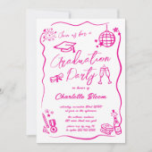 Met de Hand Getekende Whimsical Doodle Afstudeerfe Kaart (Voorkant)