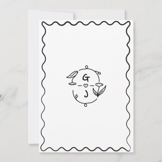 Met de Hand Getekende Whimsical Grappige Handgesch Save The Date (Achterkant)