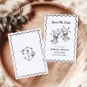 Met de Hand Getekende Whimsical Grappige Handgesch Save The Date