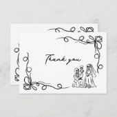 Met de Hand Getekende Whimsical Halloween Bruidsfe Bedankkaart (Voorkant / Achterkant)