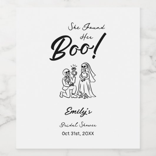 Met de hand getekende Whimsical Halloween Bruidsfe Wijn Etiket (Enkel label)