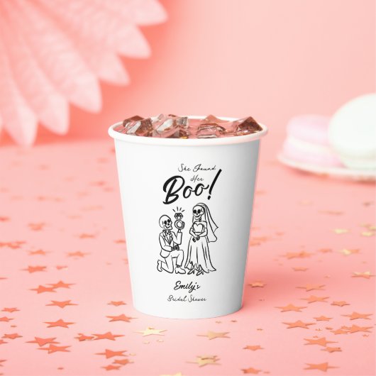 Met de hand getekende Whimsical Halloween Bruidsme Papieren Bekers (Insitu)
