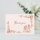 Met de Hand Getekende Whimsical Halloween Bruiloft Bedankkaart (Staand voorkant)