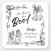 Met de Hand Getekende Whimsical Halloween Bruiloft Kartonnen Onderzetters (Voorkant)