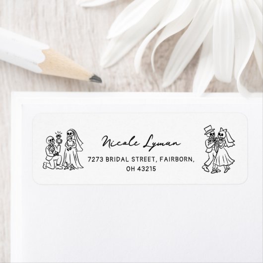 Met de Hand Getekende Whimsical Halloween Trouwfee Etiket (Insitu)