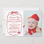 Met de hand getekende Whimsical Kers Op Top Foto Kaart (Voorkant)