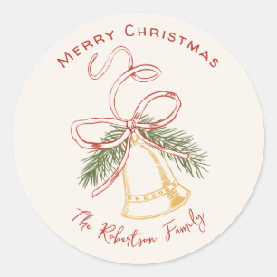 Met de Hand Getekende Whimsical Kerstmis Ronde Sticker