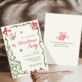 Met de hand getekende Whimsical Kerstvakantiefeest Kaart