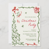 Met de hand getekende Whimsical Kerstvakantiefeest Kaart (Voorkant)