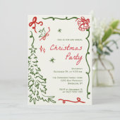 Met de hand getekende Whimsical Kerstvakantiefeest Kaart (Staand voorkant)