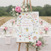 Met de Hand Getekende Whimsical Thee Bruiloft Fees Poster