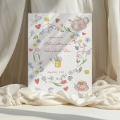 Met de Hand Getekende Whimsical Thee Bruiloft Fees Poster