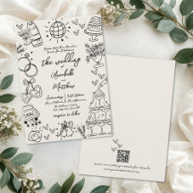 Met de Hand Getekende Whimsical Vintage Bruiloft