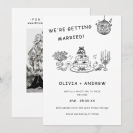 Met de Hand Getekende Whimsical Zwarte en Witte Hu Kaart