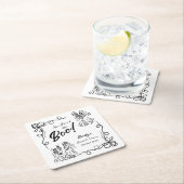 Met de Hand Getekende Whimsische Halloween Bruidsf Kartonnen Onderzetters (Insitu)