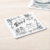 Met de Hand Getekende Whimsische Halloween Bruidsf Kartonnen Onderzetters (Schuin)