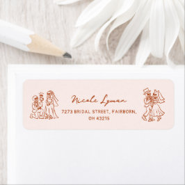 Met de Hand Getekende Whimsische Halloween Trouwfe Etiket