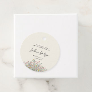Met de hand getekende wilde bloem baby shower beda bedankjes labels
