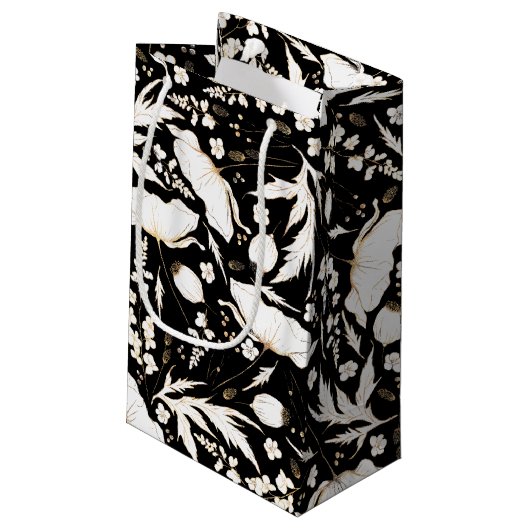 Met de hand getekende wilde bloemen Elegant modern Klein Cadeauzakje (Achterkant Gekanteld)