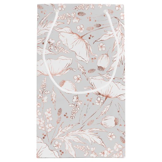 Met de hand getekende wilde bloemen elegant modern klein cadeauzakje (Achterkant)