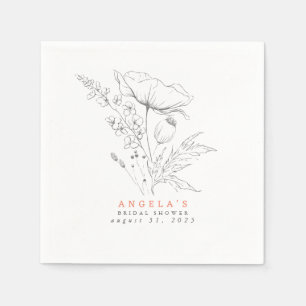 Met de hand getekende wilde bloemen elegante minim servet